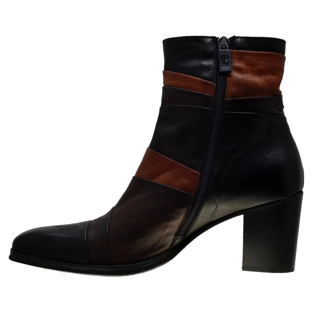 Women's Italian Shoes Jo Ghost 3864 Brown Leather Formal Boots available sizes 36 38