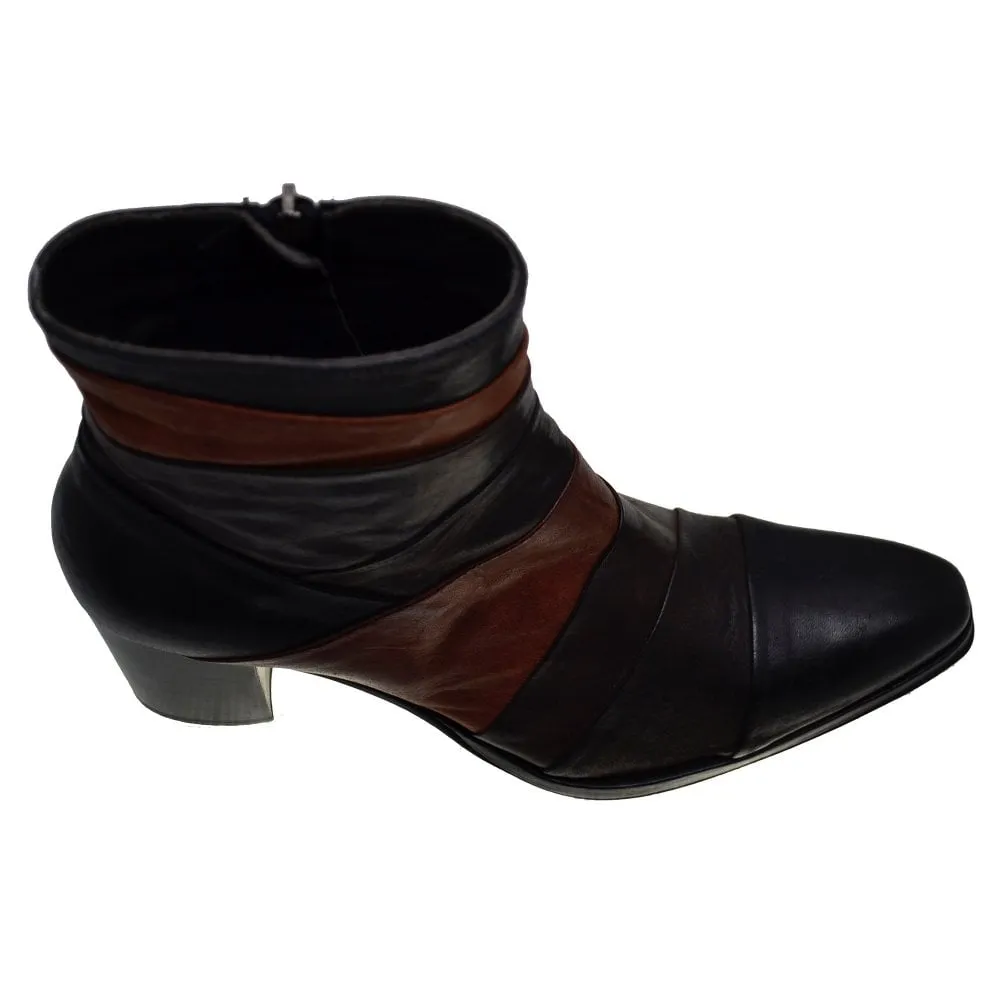 Women's Italian Shoes Jo Ghost 3864 Brown Leather Formal Boots available sizes 36 38