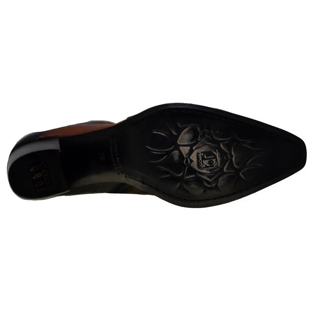 Women's Italian Shoes Jo Ghost 3864 Brown Leather Formal Boots available sizes 36 38