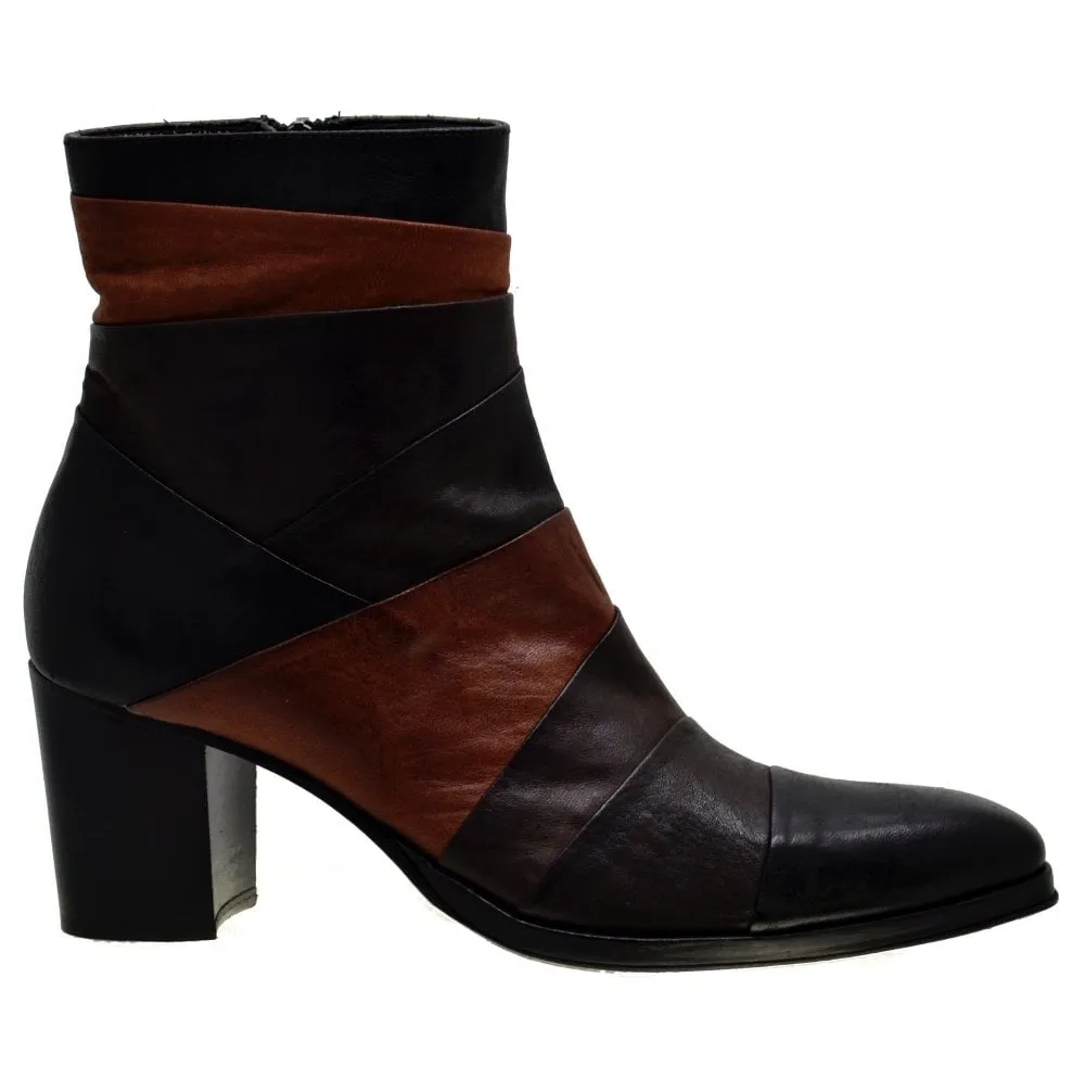 Women's Italian Shoes Jo Ghost 3864 Brown Leather Formal Boots available sizes 36 38