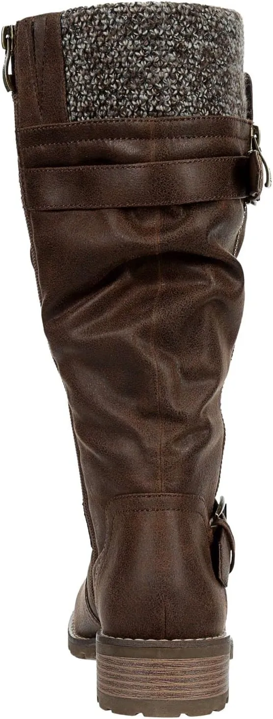 XAPPEAL Chelsey - Women's Tall Knee High Fashion Riding Boots with Buckle Accent